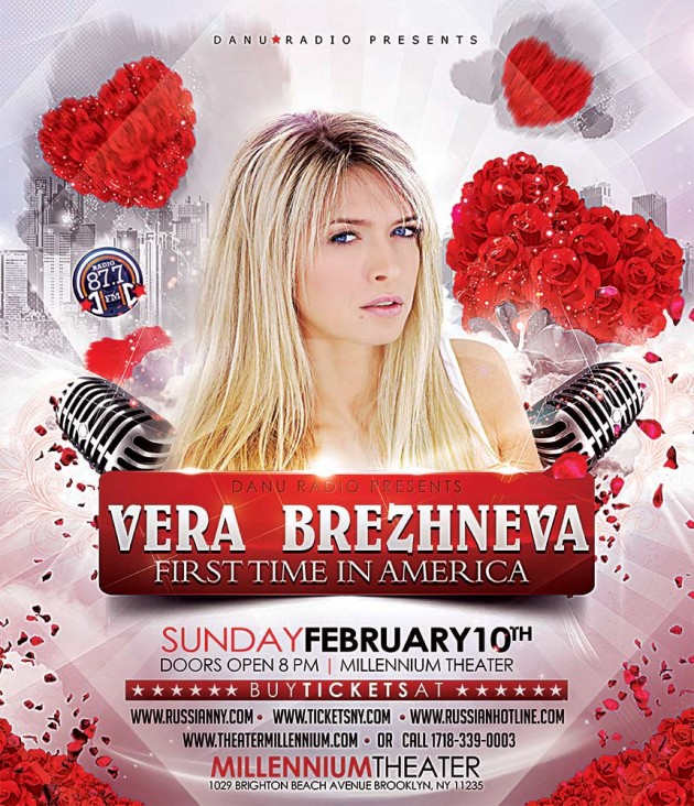 Russian singer Vera Brezhneva performing in New York