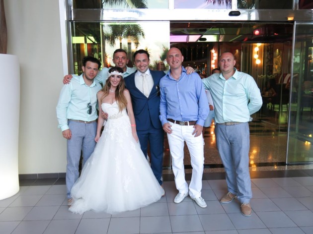 DJ Pushkin with bride and groom and bridal party 